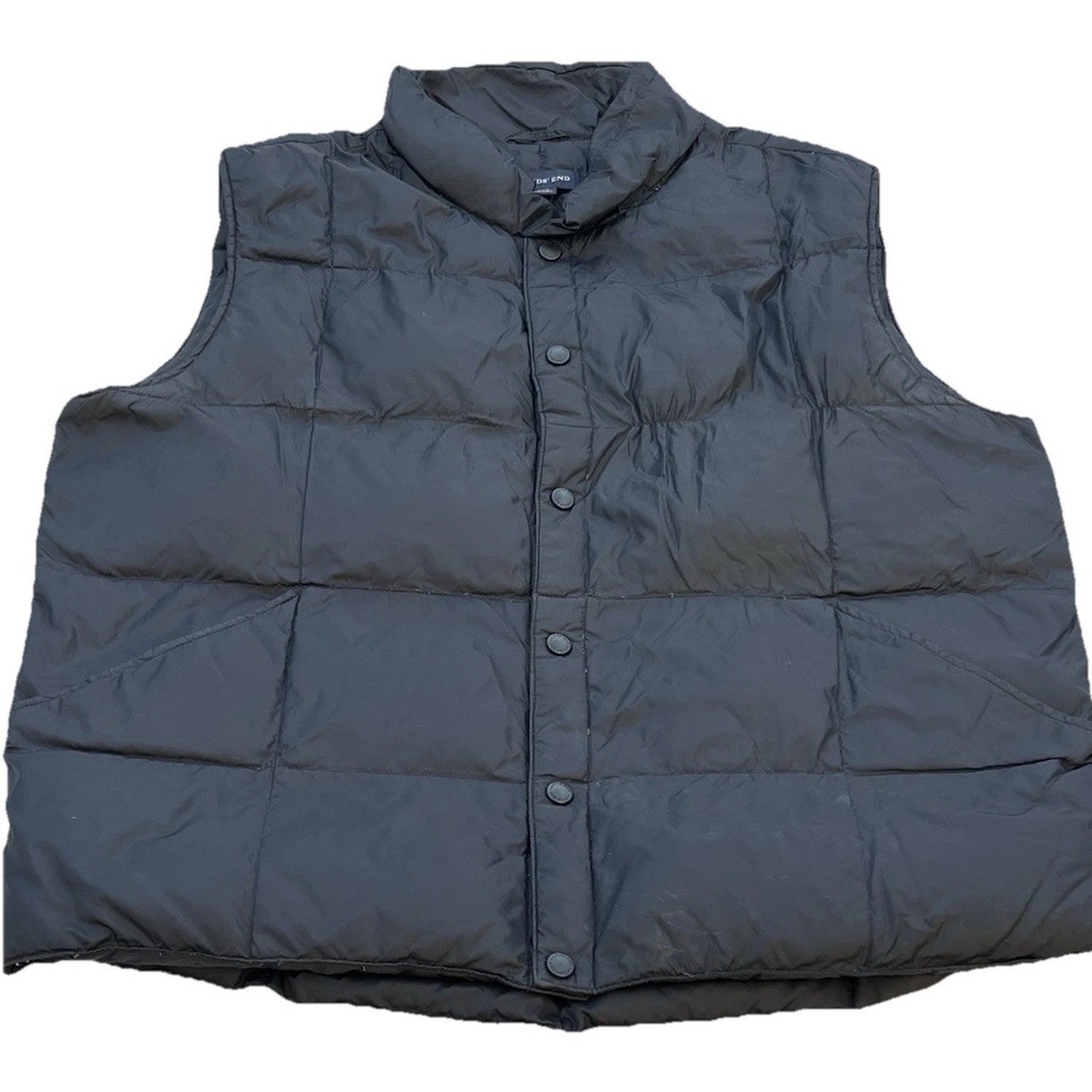 VTG Lands End puffer Vest Goose down Large Navy Quilted Gilet Snap Gorp Core